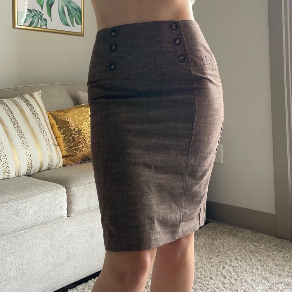 Brown Fitted Work Skirt